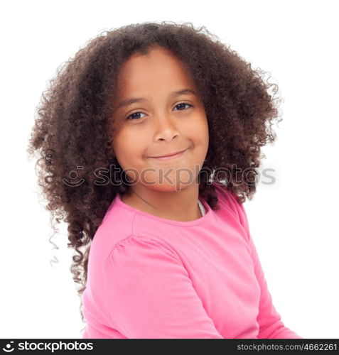 Nice african little girl isolated on a white background