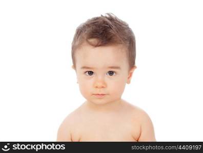 Nice baby looking at camera isolated on a white background