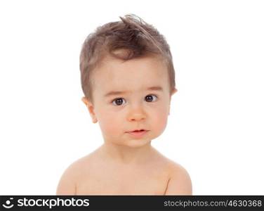 Nice baby looking at camera isolated on a white background