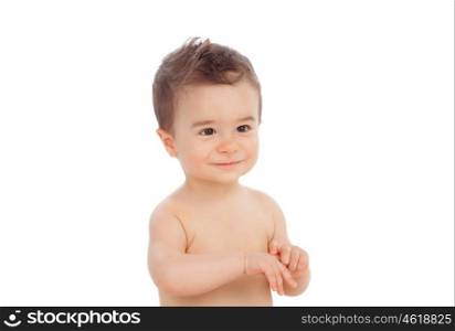 Nice baby looking at side isolated on a white background
