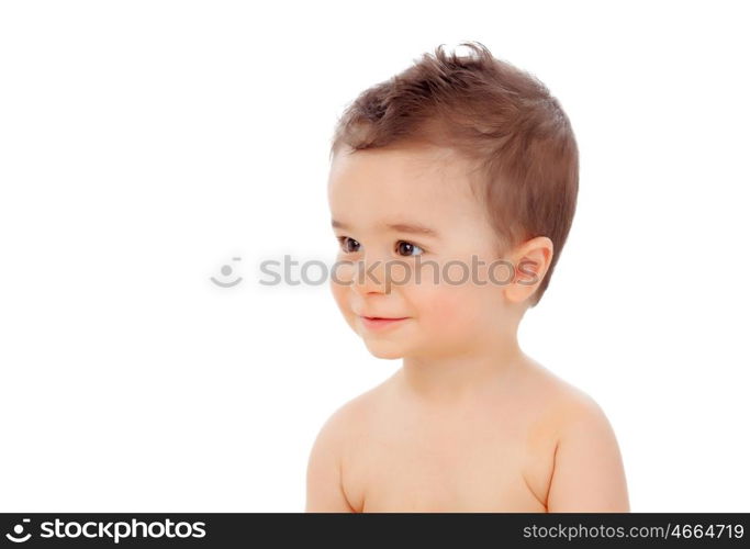 Nice baby looking at side isolated on a white background