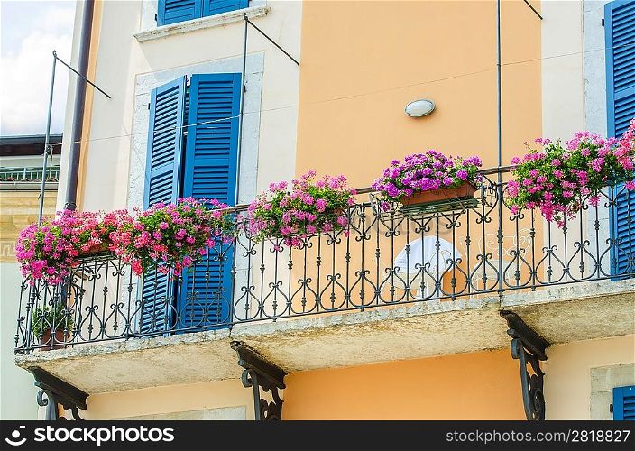 Nice balcony with fresh flowers