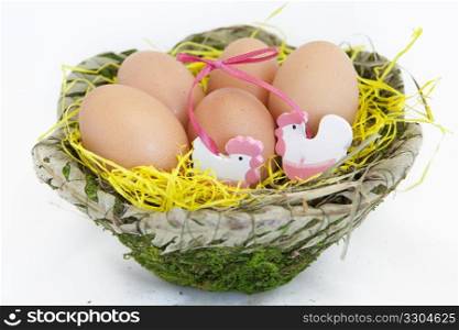 Nice bucket full of fresh eggs for easter time