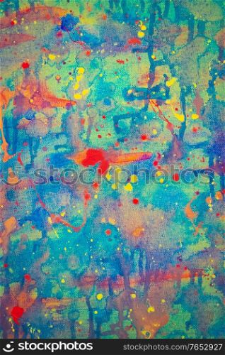 Nice colorful painting, canvas painted with multi-colored acrylic paints, abstract colorful background, creativity concept