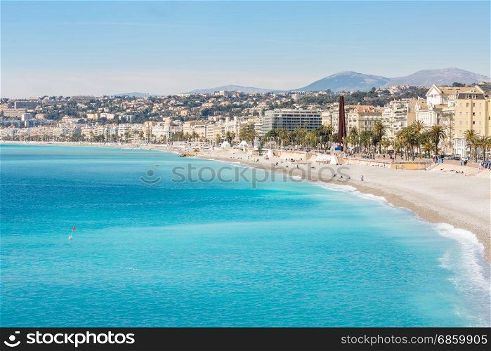 Nice Cote d&rsquo;Azur Riviera France with mediterranean beach sea