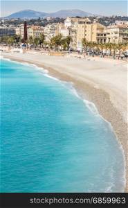 Nice Cote d&rsquo;Azur Riviera France with mediterranean beach sea. France Nice Mediterranean beach