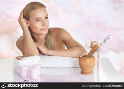 Nice female with pleasure spending time at spa salon, body care, healthy treatment, natural cosmetics and authentic beauty concept