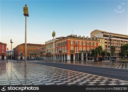 NICE, FRANCE - OCTOBER 30, 2014: Views of the Place Massena. Square is located in the city center