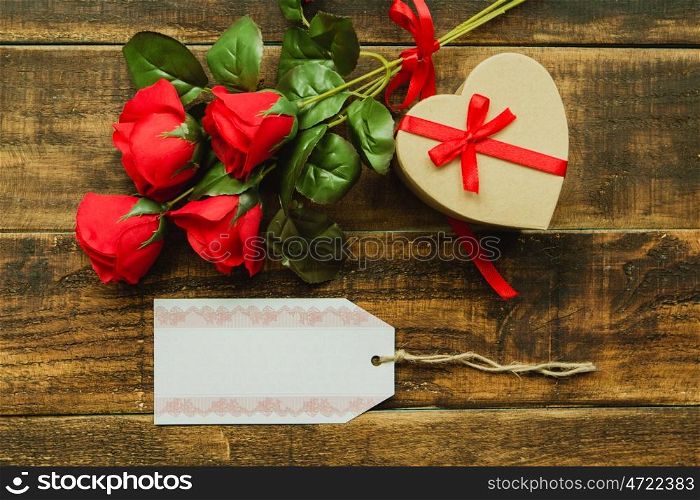 Nice gift with red ribbon for Valentine?s Day