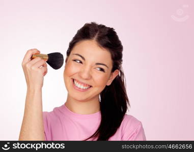 Nice girl make-up isolated on pink background