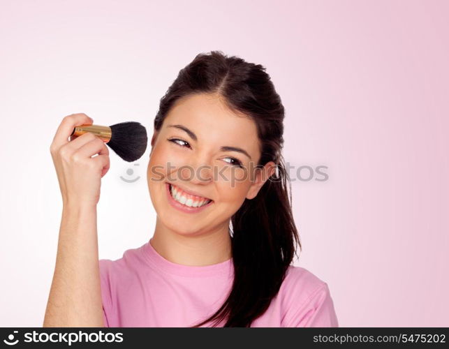 Nice girl make-up isolated on pink background