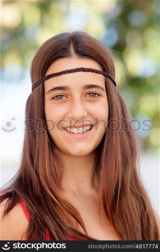 Nice girl twelve year old smiling on the street