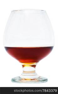 nice glass of cognac on a white background