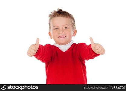 Nice kid with the thumbs up isolated on a white background