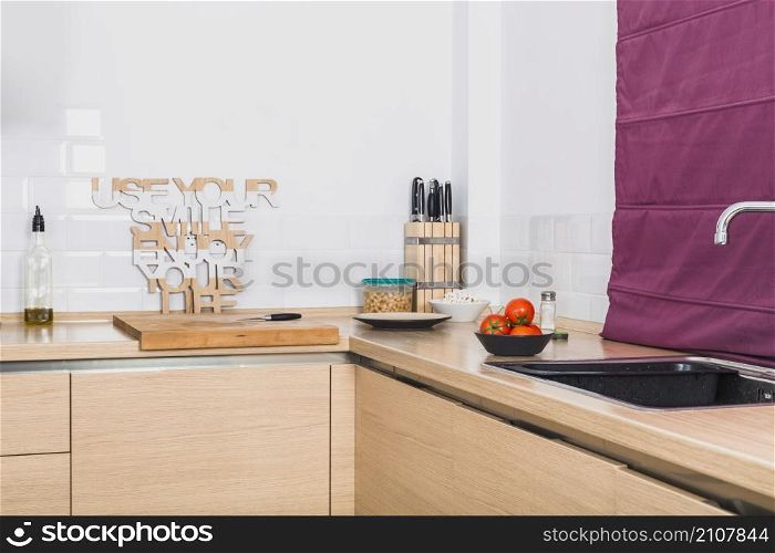 nice kitchen corner table with products