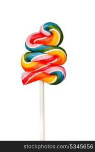 Nice lollipop with many colors in a spiral isolated on a white background