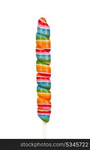 Nice lollipop with many colors in a spiral isolated on a white background