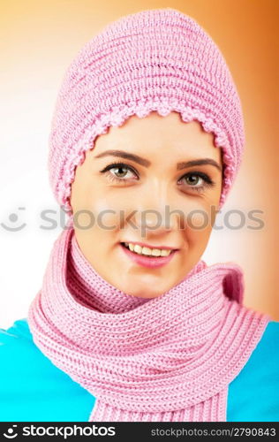 Nice looking woman in the warm clothing