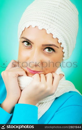 Nice looking woman in the warm clothing