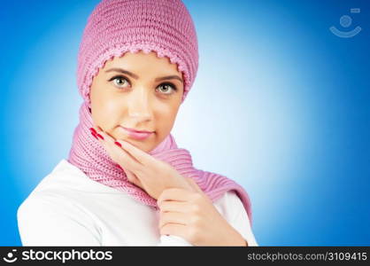 Nice looking woman in the warm clothing