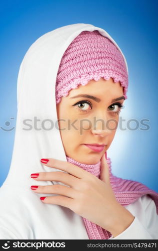 Nice looking woman in the warm clothing