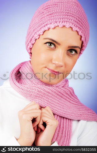 Nice looking woman in the warm clothing