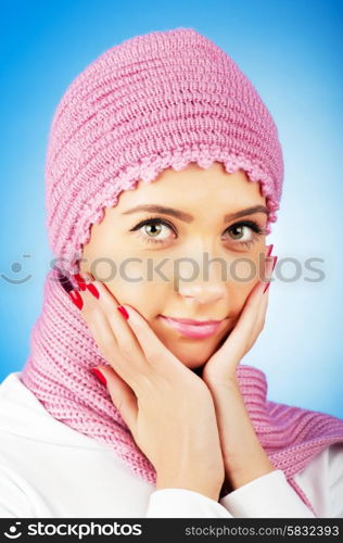 Nice looking woman in the warm clothing