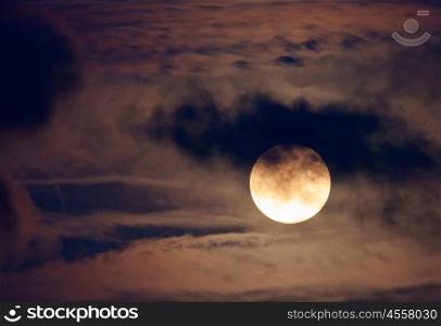 Nice night shot of the full moon with clouds