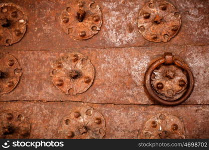 Nice rusty iron door with nice decoration