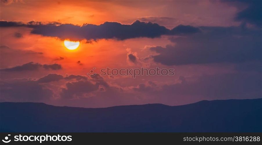 nice sunset over mountains