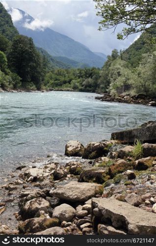Nice view of the Caucasian mountain river