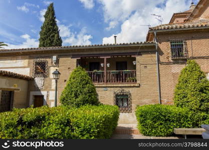 nice wooden balcony with many flowers