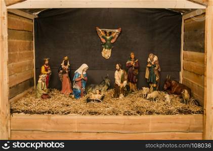 nice wooden nativity scene for decoration at christmas time