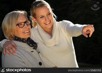 Nicely lit grandmother and granddaughter shot