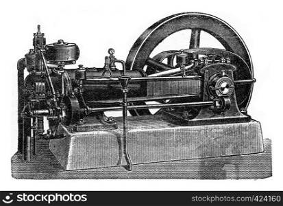 Niel engine, vintage engraved illustration. Industrial encyclopedia E.-O. Lami - 1875.