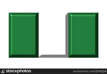 Nigeria 3d flag with realistic proportions isolated in white