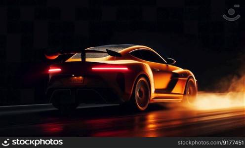 Night car racing. Illustration Generative AI
