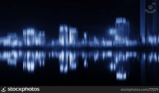 Night city abstraction. Blueish night city abstraction
