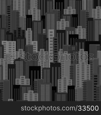 Night City Background. Architectural Building in Panoramic View. Urban Landscape and City Life. Flat Design.. Night City Background. Urban Landscape