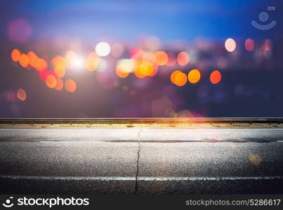 Night city lights bokeh. Night city lights bokeh. Highway road background. Night city lights bokeh