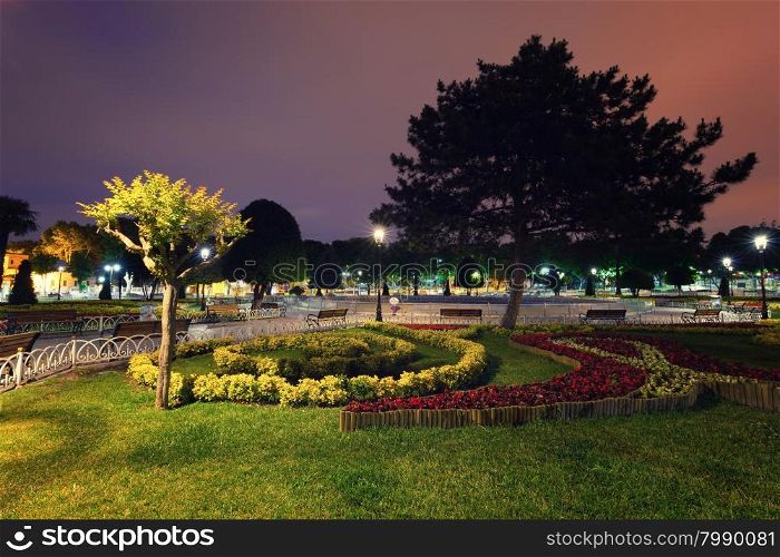 Night city park; Istanbul, Turkey