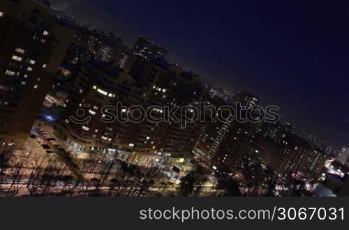 Night city time lapse. Diagonal composition.