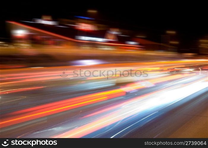night city traffic lights in motion
