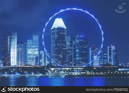 night cityscape of Singapore