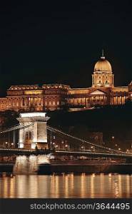 Night cityscape of the St Stephen&acute;s Basilica in Budapest capital of Hungary