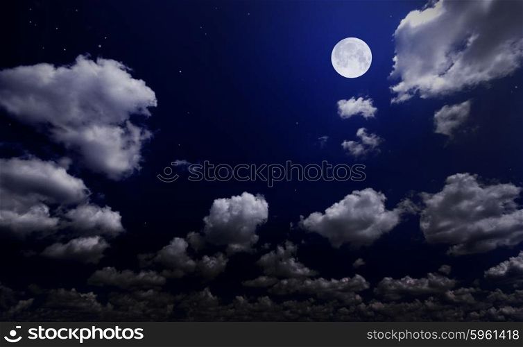 Night cloudy sky with moon