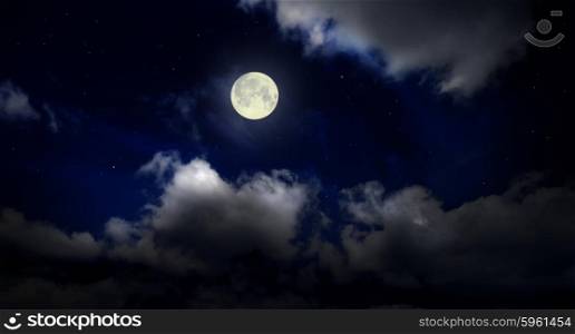 Night cloudy sky with moon