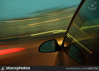 night drive blurred in motion