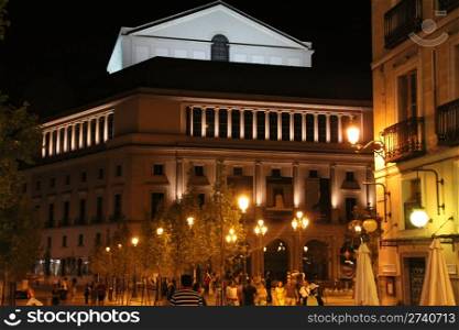 night Historic buildings in the city of Madrid, Spain
