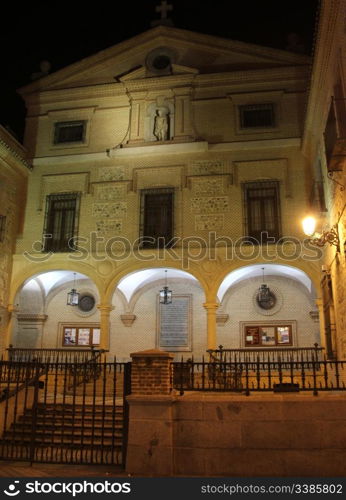 night Historic buildings in the city of Madrid, Spain